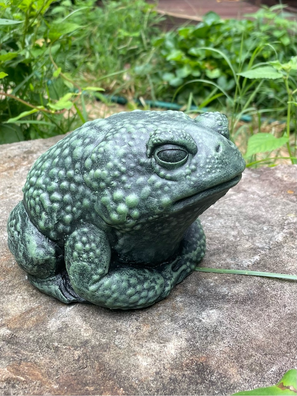 Garden Toad Cement Statue - Green Decorative Accent Gardens and Homes